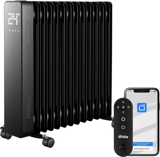 Witte Oliegevulde Elektrische Radiator met Afstandsbediening en LED-Display