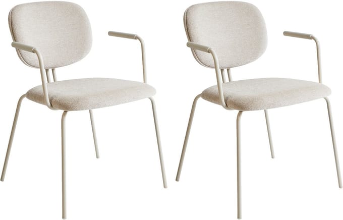 CARILLE - Eetkamerstoel set van 2 - Lichtbeige - Chenille