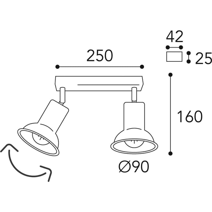 Moretti Luce Plafondlamp Genziana1412.E27 2lamps messing antiek