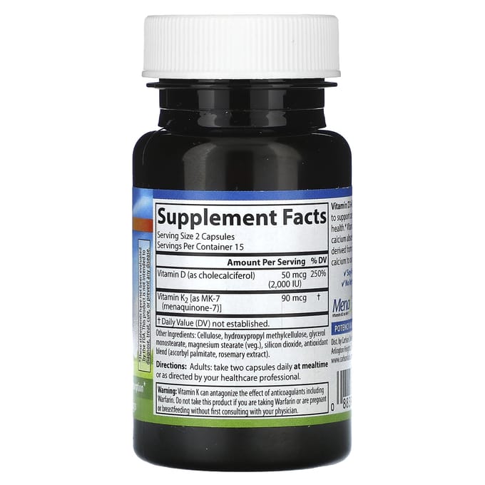 Vitamine D3 + K2, 30 Plantaardige Capsules