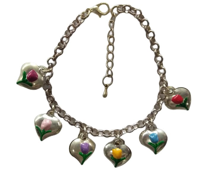 Armband hartjes met tulpen multicolour