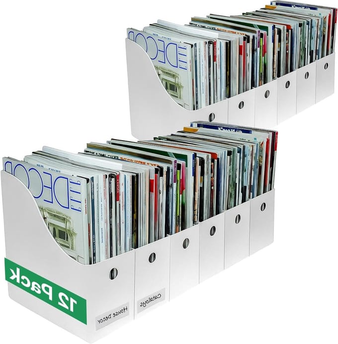Document Houders - Opbergbakjes Bureau - Bureau Organiseren - Set van Twaalf - 9.5x4x10 Inch - Wit