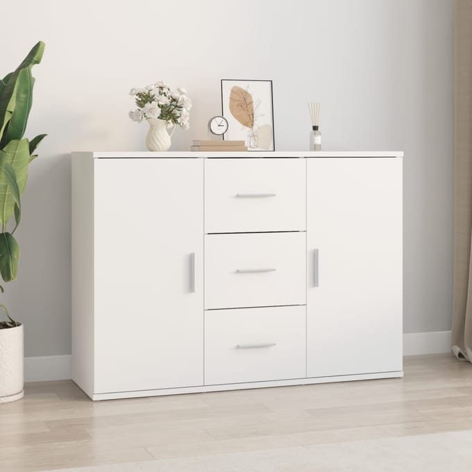 vidaXL - Dressoir - 91x29,5x65 - cm - bewerkt - hout - wit