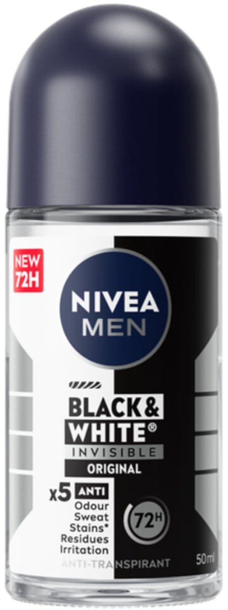 NIVEA Men Deodorant Roller Invisible for Black & White - 50 ml