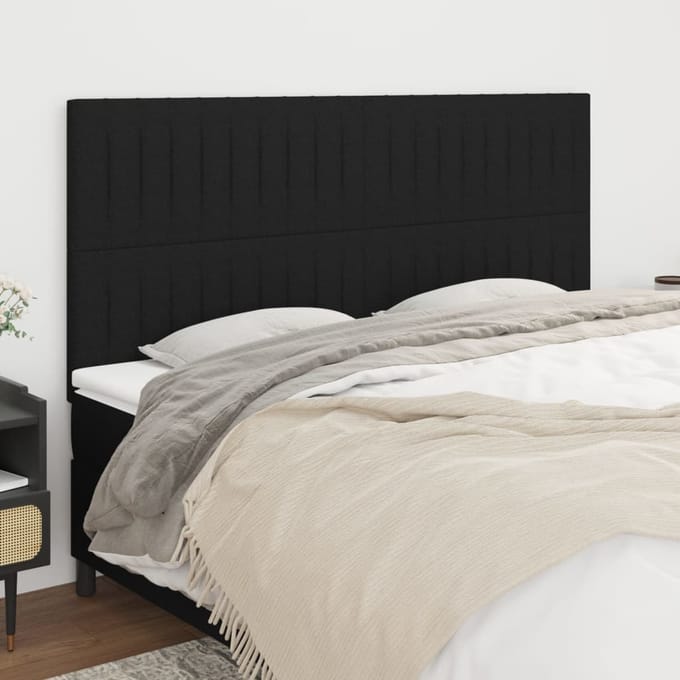 vidaXL - Hoofdbord - zwart - 200x5x118/128 - cm - stof