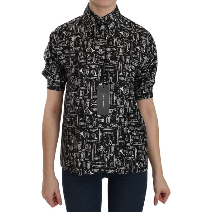 Zijde Muziekinstrumenten Print Shirt