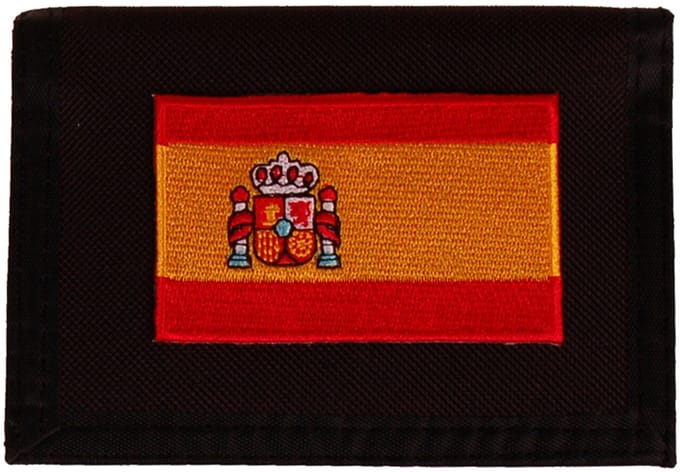 Portemonnee zwart 14x10cm - Vlag Spanje - 8x6cm