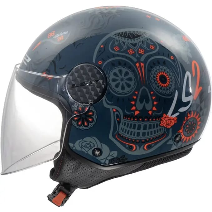 LS2 OF558 Sphere Lux II Maxca Kobalt Oranje Jethelm - Helm