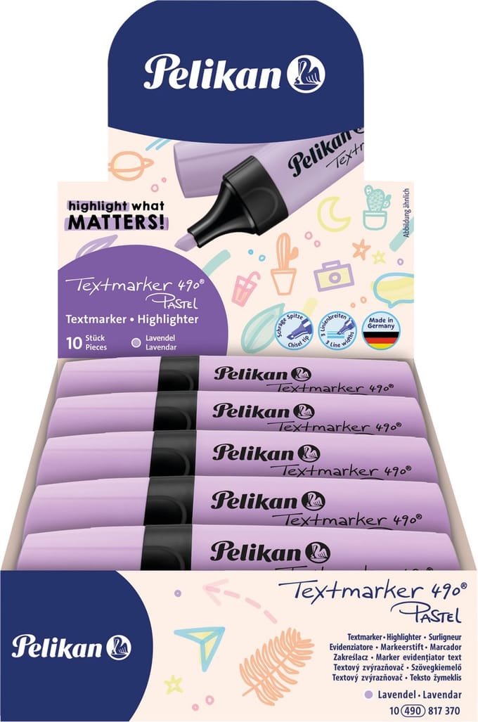Pelikan Textmarker 490 - Markeerstift - Pastel paars - 10 stuks
