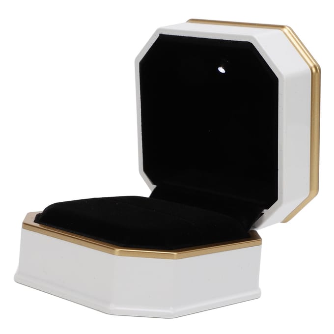 LED Licht Ringdoos Display Elegante Luxe Fluwelen Ringdoos voor Valentijnsdag Wit white