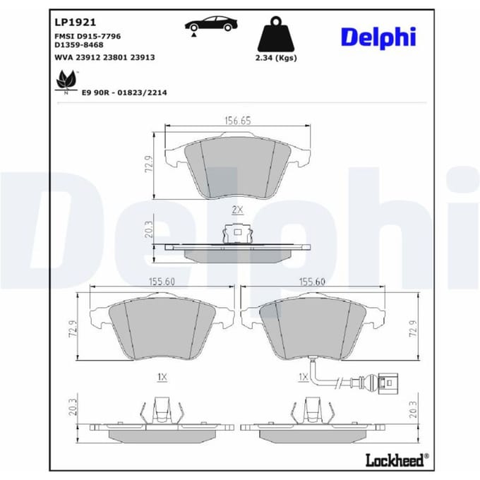 Remblokset DELPHI LP1921, voor