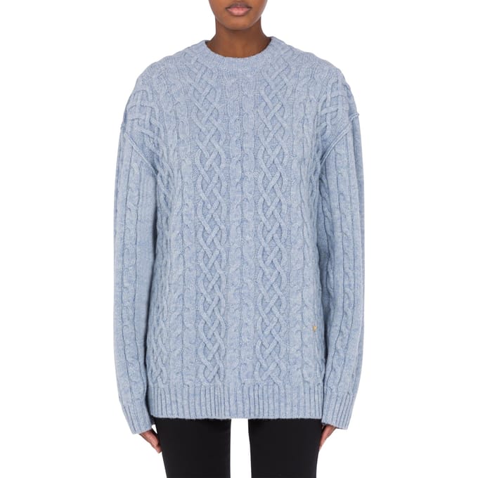 Moschino Golden M Shetland Oversized Pullover Blue Maat: 38 | Sweaters Outlet | Dames | Blauw
