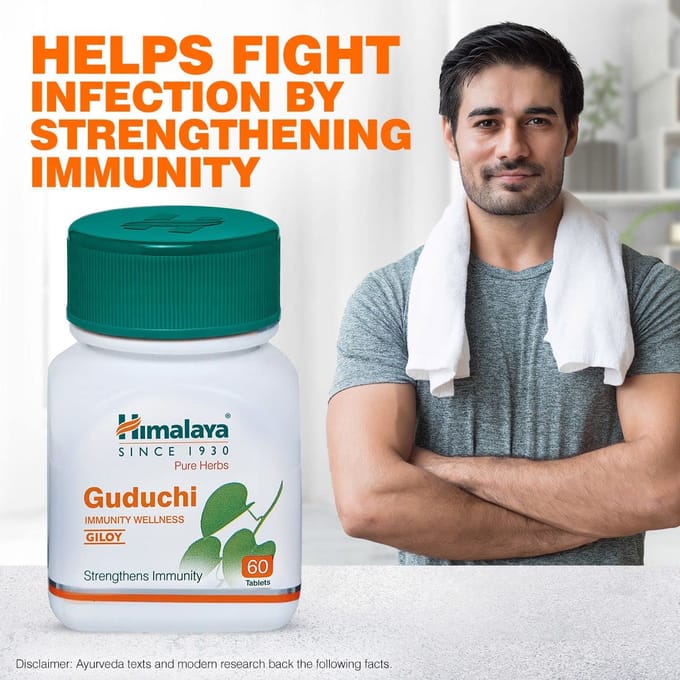 Himalaya 3 x 60 Tabletten Pure Kruiden Guduchi Immuunondersteuning Tabletten, Giloy Welzijnssupplement, Natuurlijke Spijsverteringsgezondheid, Vegetarische Kruidenformule