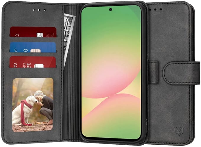 Hoesje geschikt voor Samsung Galaxy A56 - Techsuit Diary Book Wallet Case - Zwart