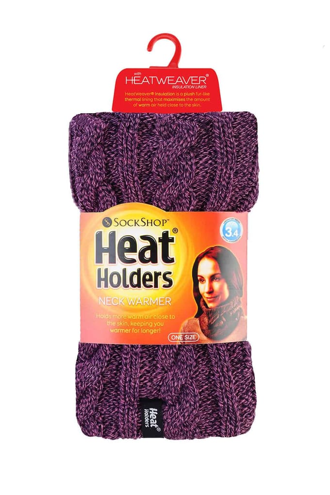 Heat Holders - Kabelgebreide halswarmer voor dames - Paars