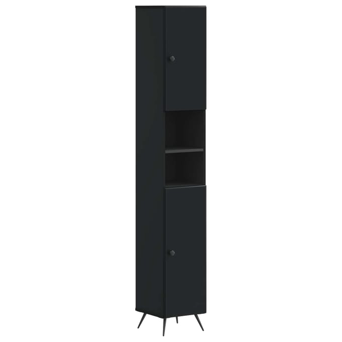 vidaXL - Badkamerkast - met - Open - Plank - BREDA - Zwart - 30 - x - 31 - x - 190 - cm