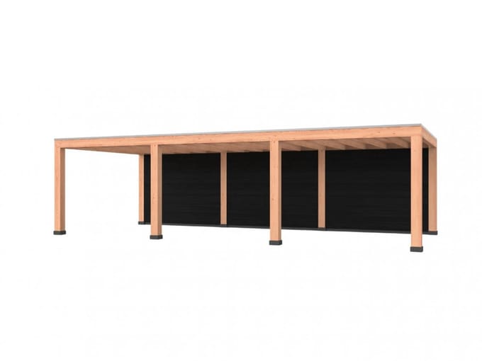 Douglas overkapping, 900 x 400, met achterwand, Westwood Modern Basic zwart