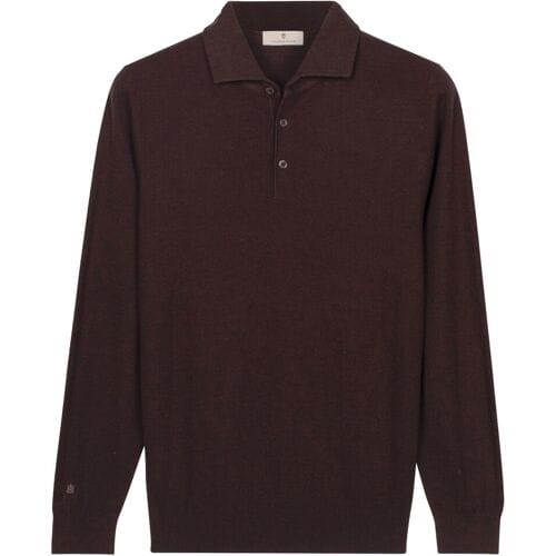 Thomas Maine Trui Solid Color Half Milano Knit Donker Bruin / male