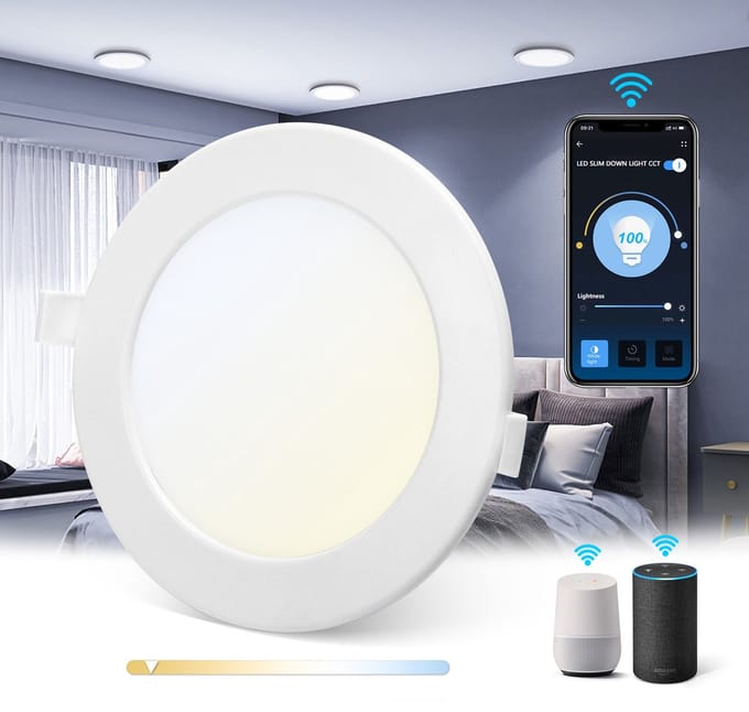 Aigostar - WiFi LED Inbouwspot - 12W - CCT 3000K-6500K - Bediening met de App