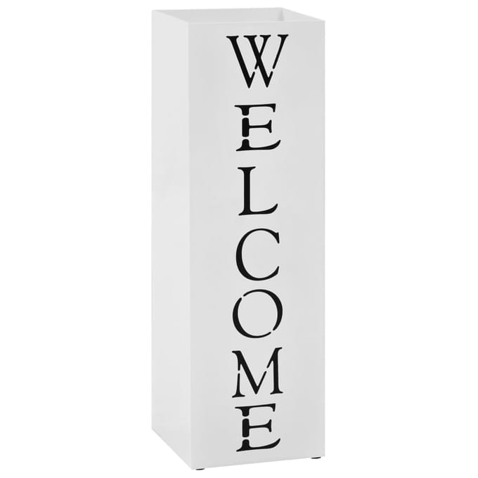 vidaXL - Parapluhouder - Welcome - staal - wit