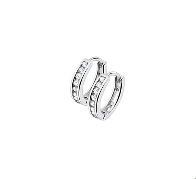 Zilver Gerhodineerde Klapoorringen zirkonia 1317737