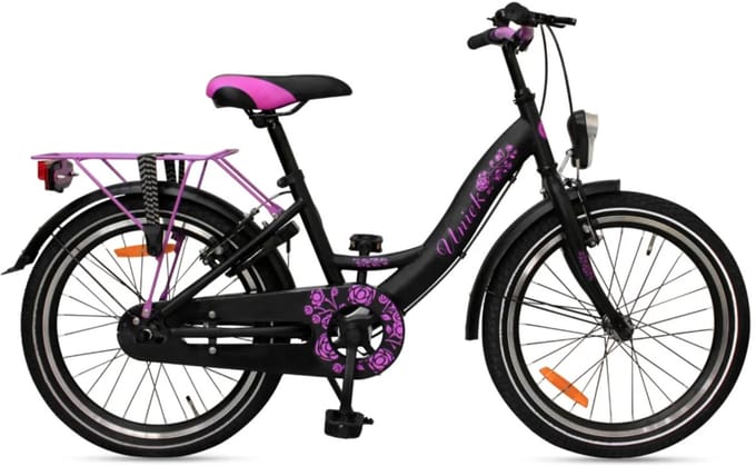 Kinderfiets Uniek 1S 20'' zwart/paars