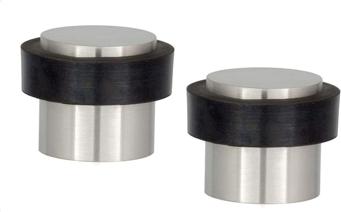 Set van 2 Deurvangers Zwart Silicone Rubber met RVS Montage - Ø20x20mm