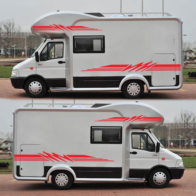 Campersticker Caravan Reisaanhangwagen Camper Van Strepen Grafische Decals Autostickers Auto