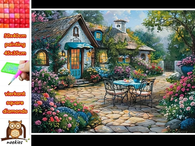50x40cm Diamond Painting platteland huisje (vierkant) nr 64