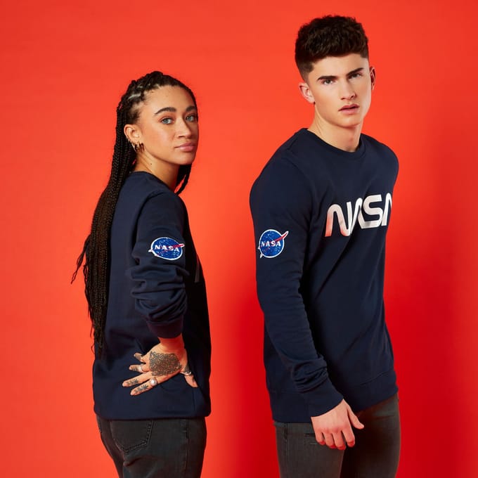 NASA Metallic Logo Unisex Sweatshirt - Navy - S