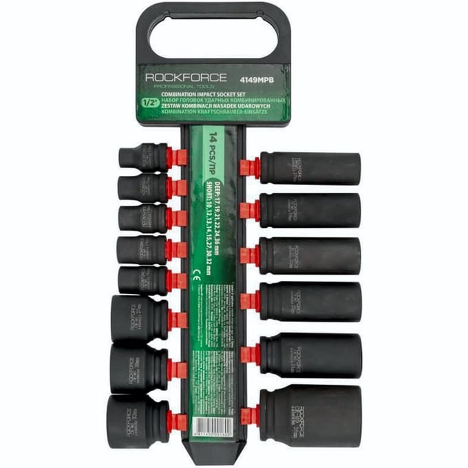 Rockforce - Dopsleutelset - 1/2" - Lang - 10-36mm