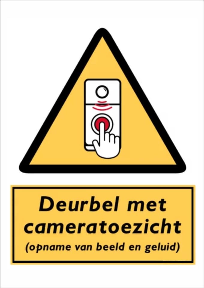 Deurbel met cameratoezicht - sticker - A3