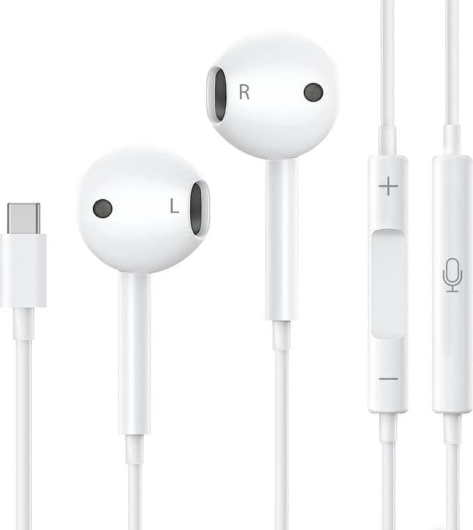 Bedrade hoofdtelefoon compatibel met iPhone 18/17/16/15 en iPad 11/10/Air/Pro naar USB-C - In-ear - Ingebouwde microfoon