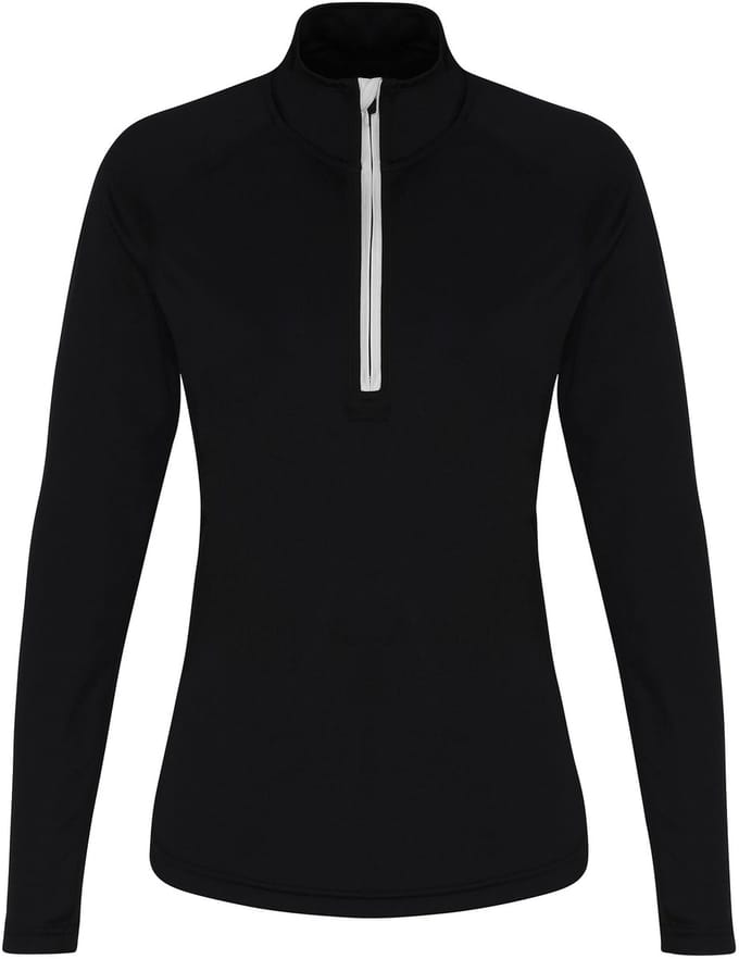 TriDri Women´s Long Sleeve Performance ¼ Zip TR120 - Black/White - S