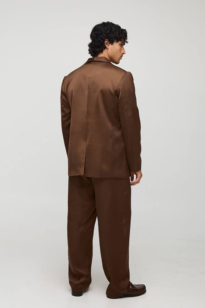 Relaxte satijnen broek | Chocolate | Size 30