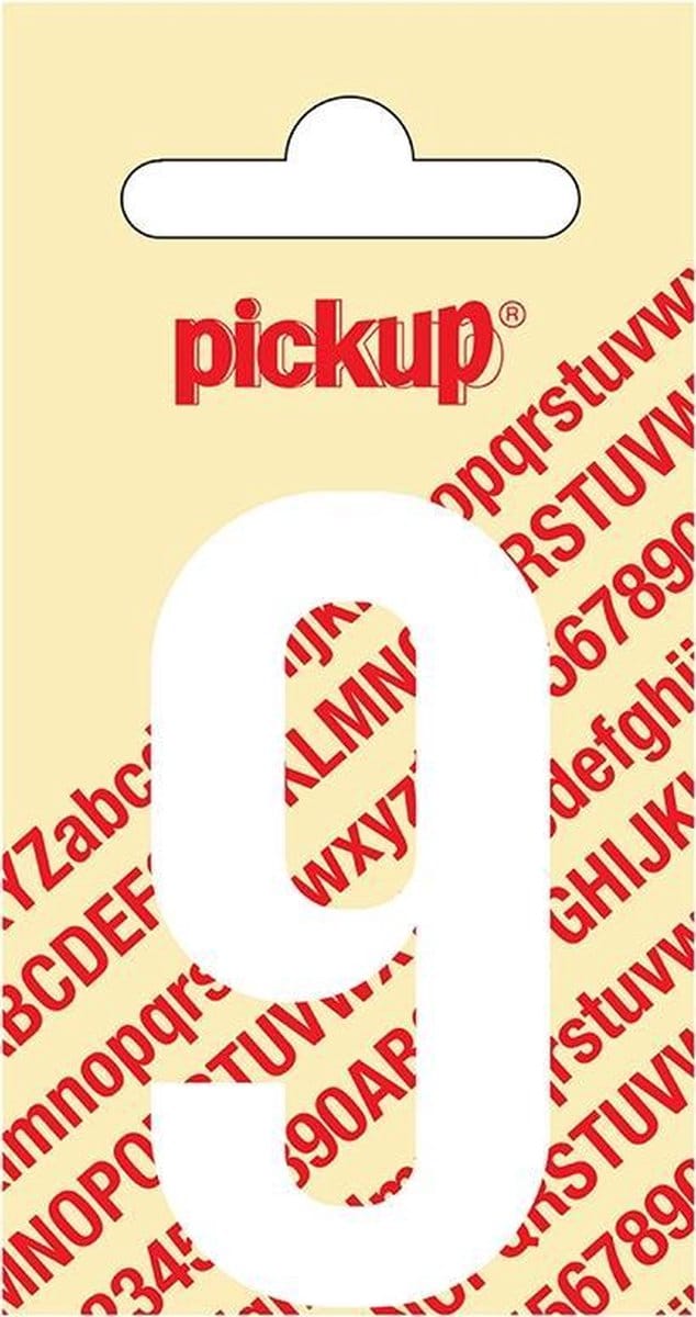 Pickup plakcijfer Nobel 60 mm wit 9 - 310120609