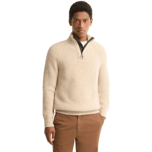 Barbour Essentials Fleck Half Zip Trui Heren (Maat - L, Kleur - Pearl)