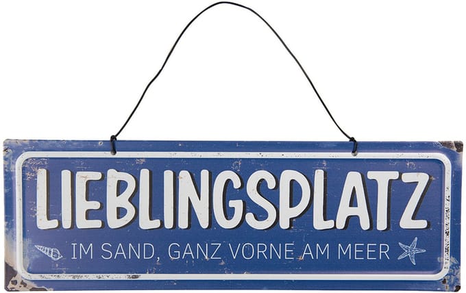 Clayre & Eef Tekstbord 30x10 cm Blauw Metaal