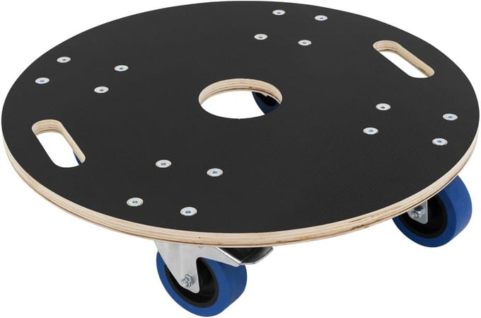 ECD Germany transportwagen rond ø57x14,5 cm zeefdrukplaat 2 geremde zwenkwielen draagvermogen 800kg meubelwagen roltransportwagen transporthulp voor verplaatsen meubeltransport pp wielen plantenwagen meubelhondentrolley robuuste transportplank