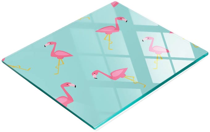 Keuken serveerplank van gehard glas met flamingo-afbeeldingen, 60x52 cm