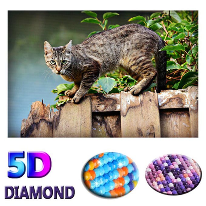 Peinture Diamant Chat Broderie Diamant Animal Diamant Point De Croix Diamant Art 20X30CM black