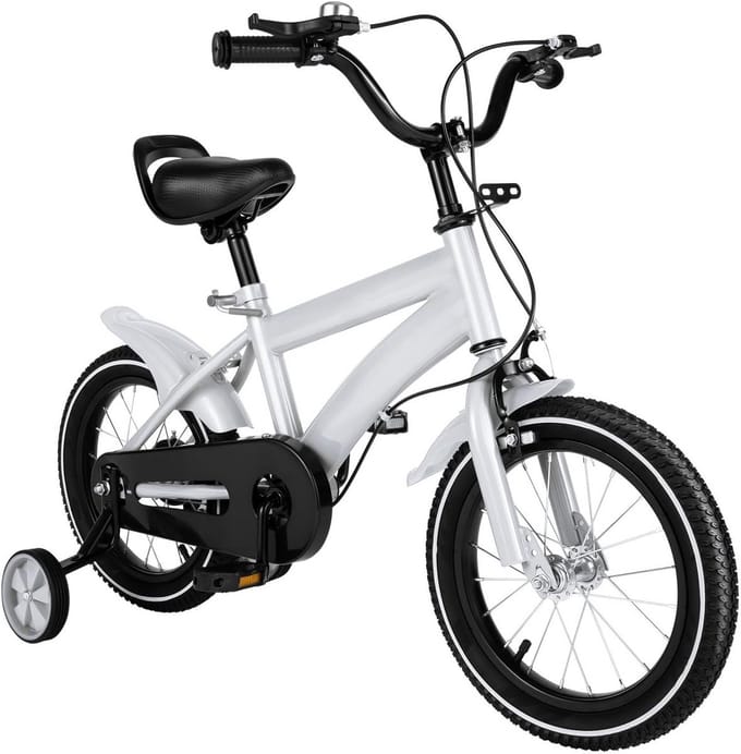 Kinderfiets 14 inch - Loopfiets - Leren Fietsen - Verstelbaar Zadel - 95-135 cm - Wit