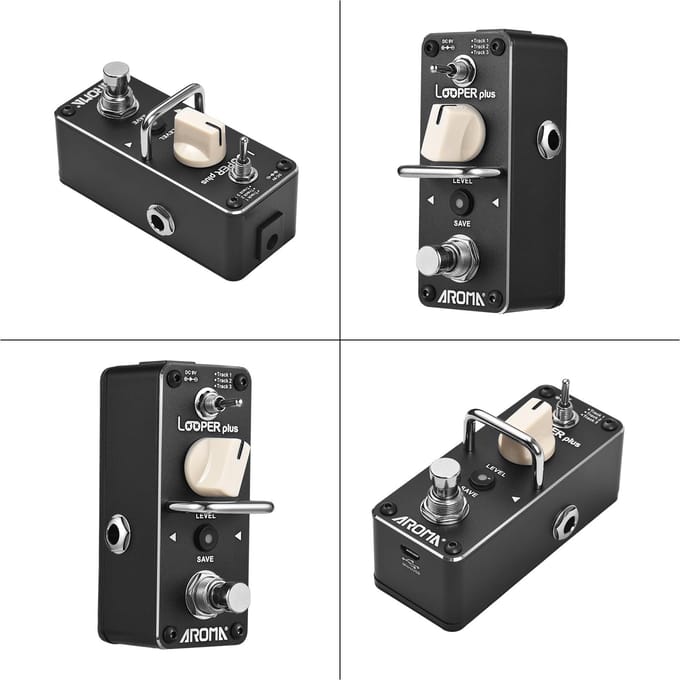 AROMA Loop-pedaal voor elektrische gitaar 24bit/44.1khz Looper-effectpedaal Dual Color LED-status 9.2x3.8x5cm zwart