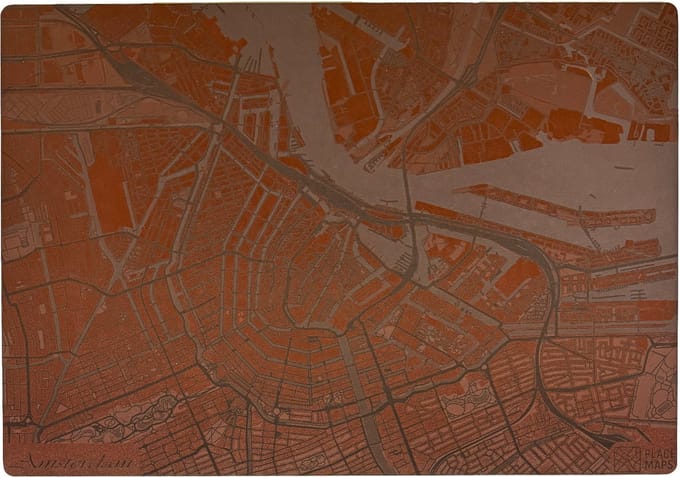 Place Maps Placemat Skyline Brussel - Atomium - Kunstleer - Zwart - 1 Stuk