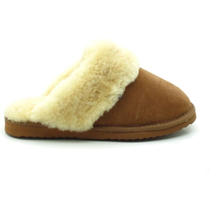 Warmbat Flurry Suede Dames Sloffen - Cognac