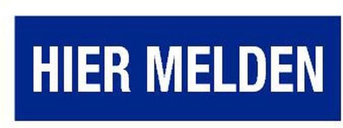 Hier melden tekstbord - kunststof 200 x 75 mm