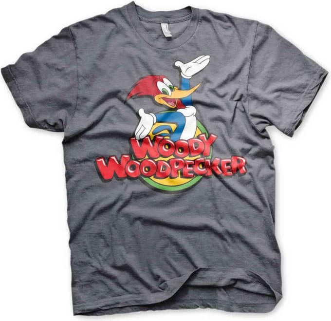 Woody Woodpecker Heren Tshirt -L- Classic Logo Grijs