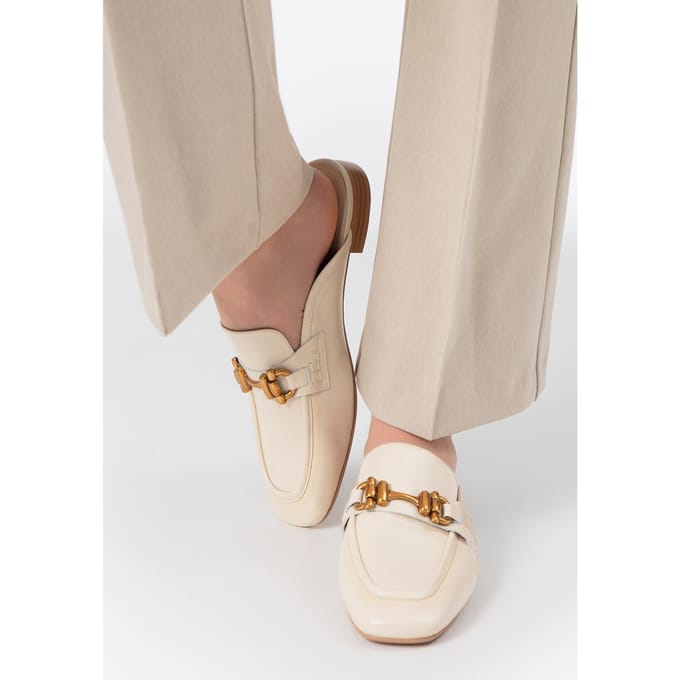 Wittchen Dames Leren Loafers met Open Hak, Beige, Natuurlijk Leer