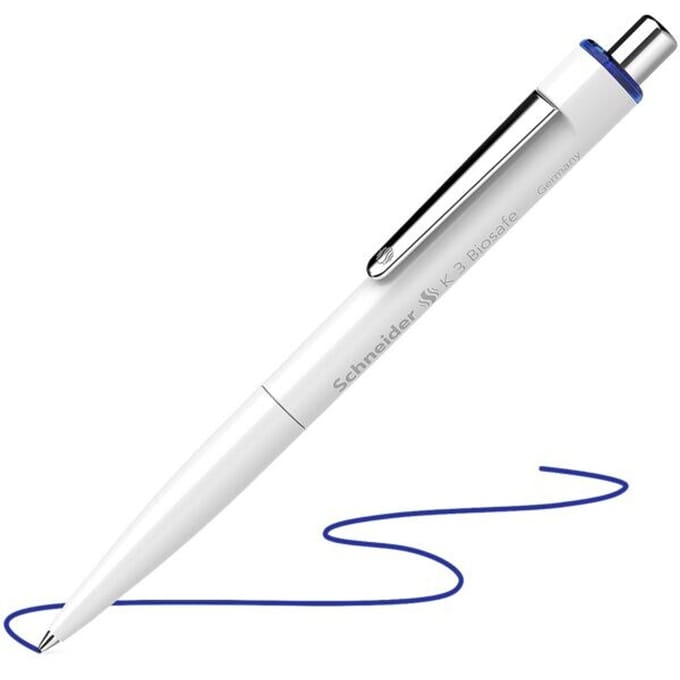 Schneider balpen - K3 Biosafe - penpunt M - wit/blauw - S-3273