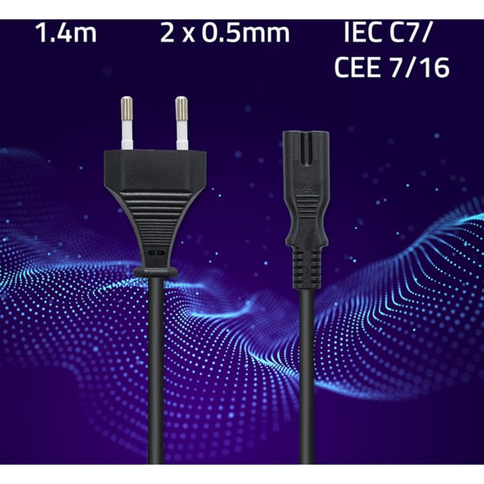 Qoltec Stroomkabel IEC C7 / CEE 7/16 |   acht |   2x0,5 mm² |   1,4m
